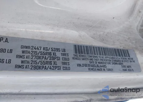 2018 Ram Promaster City Tradesman z USA, uszkodzony, nr VIN ZFBERFAB0J6J44115